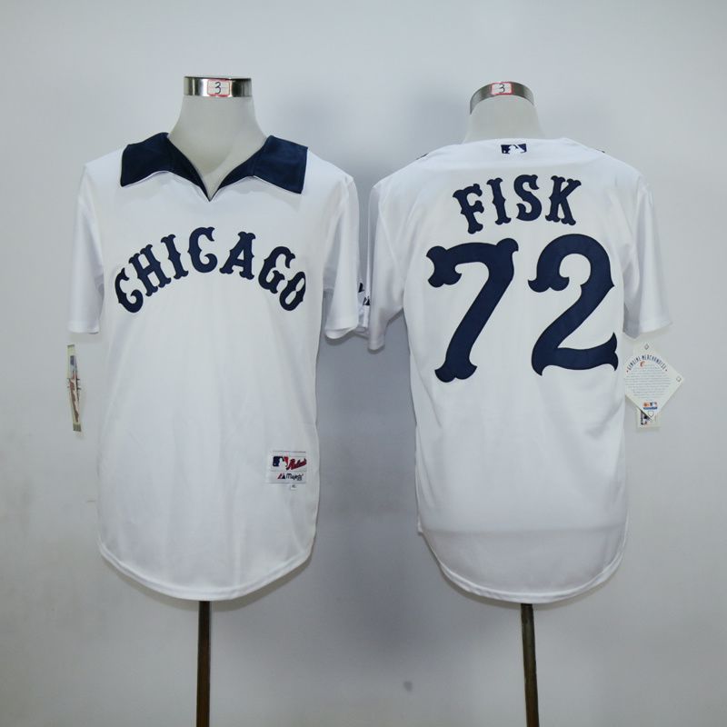 Men Chicago White Sox #72 Fisk White MLB Jerseys